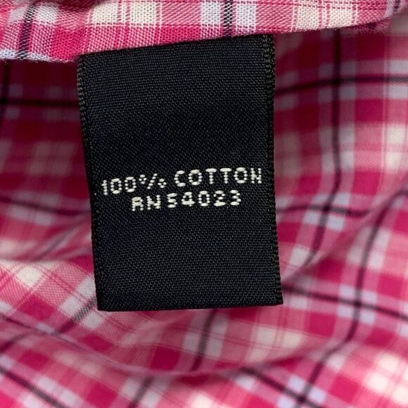 Banana Republic Shirt sz XL Button Front LS Pink Plaid Pockets - Picture 7 of 8